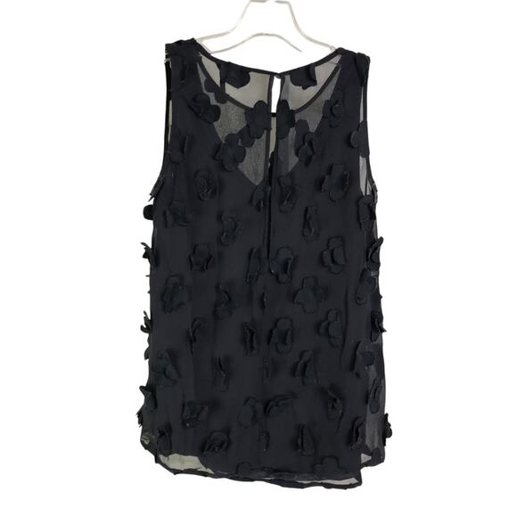Nic + Zoe Top Womens Size XS Black Flutter Flower Sleeveless Romantic - Picture 3 of 7